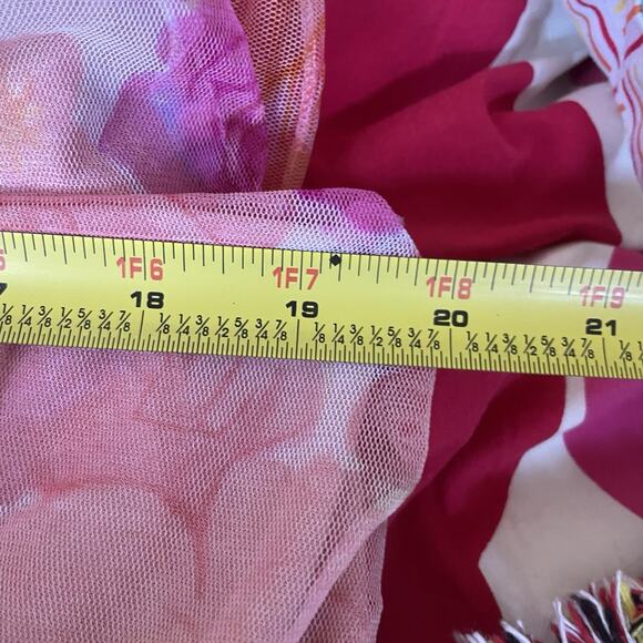 Y2K Sheer Floral Babydoll Top M Pink Orange Fairy Coquette Romantic Ethereal - Picture 8 of 9